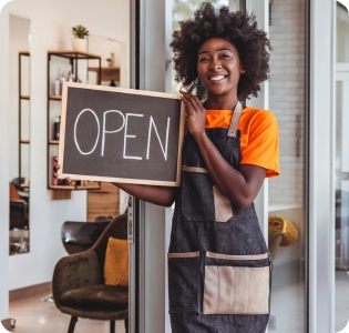 business owner smiling